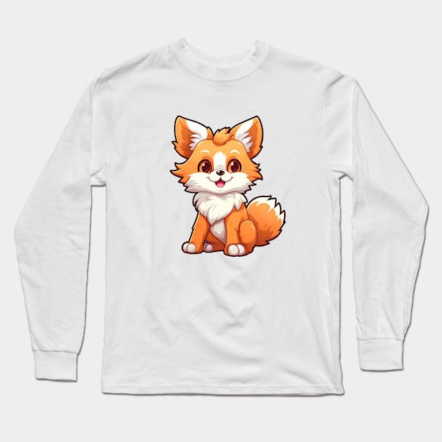 cute and mischievous fox with a fluffy tail Long Sleeve T-Shirt by Ginstore